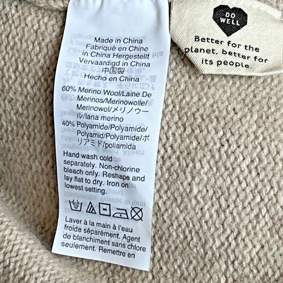 Madewell Womens Medium Sweater Turtleneck Shirt Top Hickory Cream Wool Blend - Picture 5 of 6